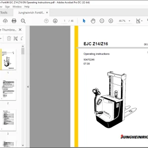 Jungheinrich Forklift EJC Z14 Z16 Operating Instructions Manual 50470246 - PDF DOWNLOAD