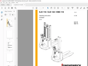 Jungheinrich Forklift EJD 118 EJD 120 EMD 118 Operating Instructions Manual 51476457  - PDF DOWNLOAD
