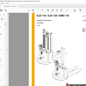 Jungheinrich Forklift EJD 118 EJD 120 EMD 118 Operating Instructions Manual 51476457  - PDF DOWNLOAD