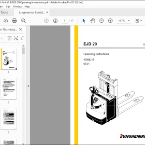 Jungheinrich Forklift EJD 20 Operating Instructions Manual 10004217 - PDF DOWNLOAD