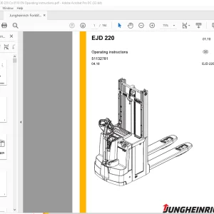 Jungheinrich Forklift EJD 220 Operating Instructions Manual 51132781 -  PDF DOWNLOAD
