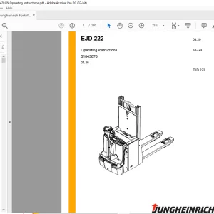 Jungheinrich Forklift EJD 222 Operating Instructions Manual 51843676 - PDF DOWNLOAD