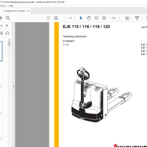 Jungheinrich Forklift EJE 110 EJE 116 EJE 118 EJE 120 Operating Instructions Manual 51040407 - PDF DOWNLOAD