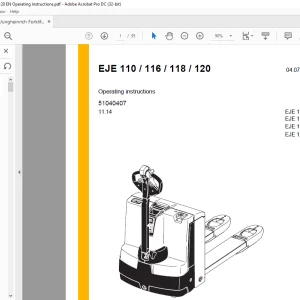 Jungheinrich Forklift EJE 110 EJE 116 EJE 118 EJE 120 Operating instructions Manual 51040407 - PDF DOWNLOAD