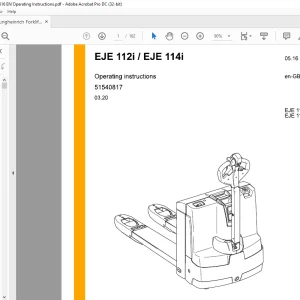 Jungheinrich Forklift EJE 112i EJE 114i Operating Instructions Manual 51540817 -  PDF DOWNLOAD