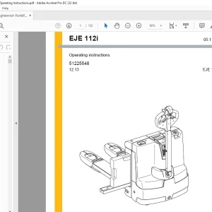 Jungheinrich Forklift EJE 112i Operating instructions Manual 51225548 - PDF DOWNLOAD
