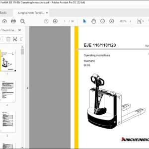 Jungheinrich Forklift EJE 116 118 120 Operating Instructions Manual 50425855 -  PDF DOWNLOAD