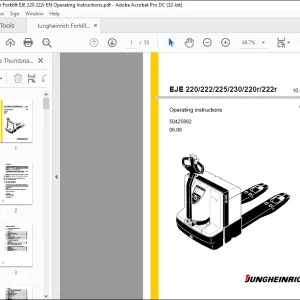 Jungheinrich Forklift EJE 220 222 225 230 220r 222r Operating instructions Manual 50425892 - PDF DOWNLOAD