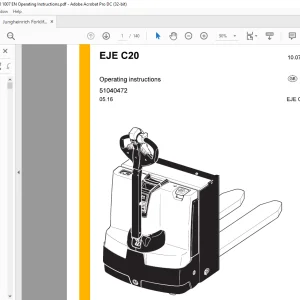 Jungheinrich Forklift EJE C20 Operating Instructions Manual 51040472-  PDF DOWNLOAD