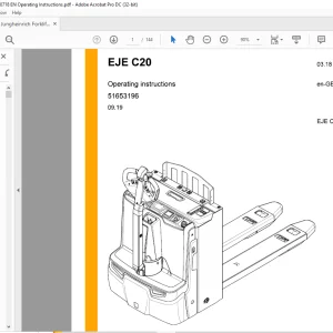 Jungheinrich Forklift EJE C20 Operating Instructions Manual 51653196 - PDF DOWNLOAD