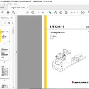 Jungheinrich Forklift EJE KmS 16 Operating Instructions Manual 50114146 - PDF DOWNLOAD