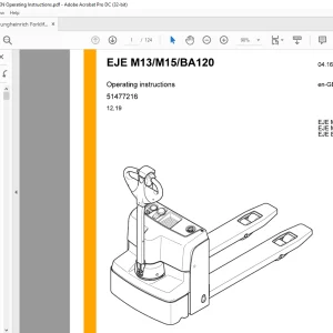 Jungheinrich Forklift EJE M13 EJE M15 EJE BA120 Operating Instructions Manual 51477216  - PDF DOWNLOAD