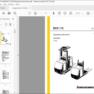 Jungheinrich Forklift EKS 110 Operating Instructions Manual 50430009 - PDF DOWNLOAD