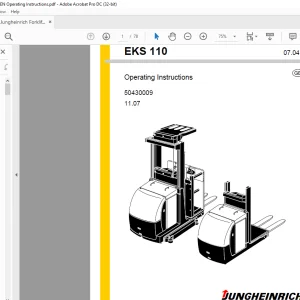 Jungheinrich Forklift EKS 110 Operating instructions Manual 50430009 -  PDF DOWNLOAD