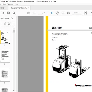 Jungheinrich Forklift EKS 110 Operating instructions Manual 51085451 - PDF DOWNLOAD