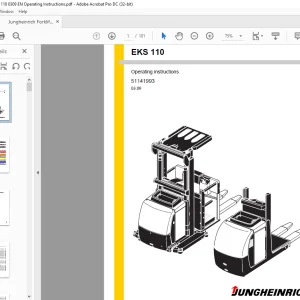 Jungheinrich Forklift EKS 110 Operating instructions Manual 51141993   -  PDF DOWNLOAD