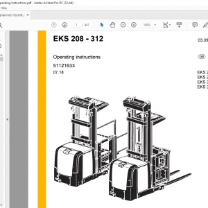 Jungheinrich Forklift EKS 208 - 312 Operating instructions Manual 51121633 - PDF DOWNLOAD
