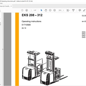 Jungheinrich Forklift EKS 208 - 312 Operating instructions Manual 51710585 -  PDF DOWNLOAD