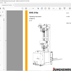 Jungheinrich Forklift EKS 215a Operating instructions Manual 51585772 -  PDF DDOWNLOAD