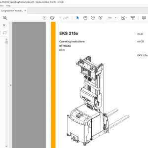 Jungheinrich Forklift EKS 215a Operating instructions Manual 51788082 - PDF DOWNLOAD