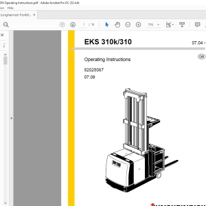 Jungheinrich Forklift EKS 310k 310 Operating Instructions Manual 52025067 - PDF DOWNLOAD