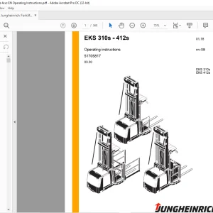 Jungheinrich Forklift EKS 310s - 412s Operating instructions Manual 51705817  -  PDF DOWNLOAD