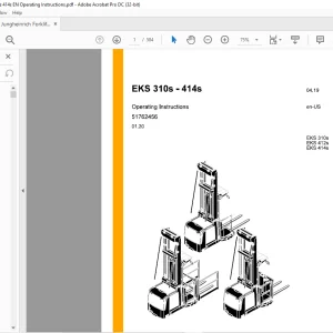 Jungheinrich Forklift EKS 310s - 414s Operating instructions Manual 51762456 - PDF DOWNLOAD