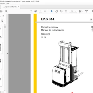 Jungheinrich Forklift EKS 314 Operating Manual 52032020 - PDF DOWNLOAD