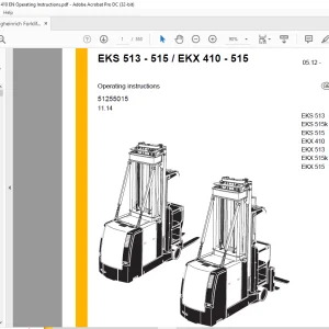 Jungheinrich Forklift EKS 513-515 EKX 410-515 Operating Instructions Manual 51255015 - PDF DOWNLOAD