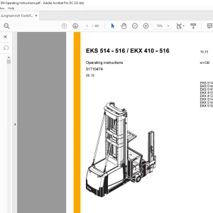 Jungheinrich Forklift EKS 514 - 516 / EKX 410 - 516 Operating instructions Manual 51710474 -  PDF DOWNLOAD