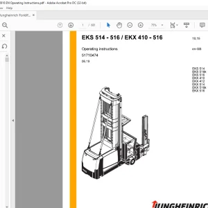 Jungheinrich Forklift EKS 514 - 516EKX 410 - 516 Operating instructions Manual 51710474 - PDF DOWNLOAD
