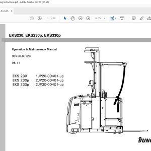 Jungheinrich Forklift EKS230,EKS230p,EKS330p Operation & Maintenance Manual 99750-BL120 - PDF DOWNLOAD