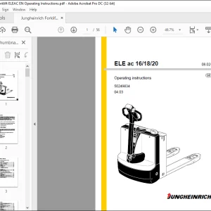 Jungheinrich Forklift ELE ac 16 18 20 Operating Instructions Manual 50249834 - PDF DOWNLOAD