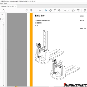 Jungheinrich Forklift EMD 115i Operating Instructions Manual 51553494  - PDF DOWNLOAD