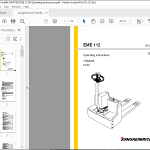 Jungheinrich Forklift EME 112 Operating Instructions Manual 77800386 - PDF DOWNLOAD