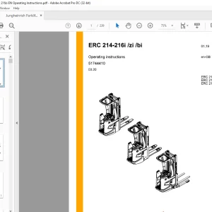 Jungheinrich Forklift ERC 214-216i ERC 214-216zi ERC 214-216bi Operating Instructions Manual 51744410 - PDF DOWNLOAD