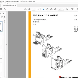 Jungheinrich Forklift ERE 120 - 225 drivePLUS Operating instructions Manual 51526761  - PDF DOWNLOAD