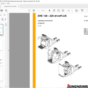 Jungheinrich Forklift ERE 120 ERE 125 ERE 225 ERE 225- drivePLUS Operating Instructions Manual 51526761 - PDF DOWNLOAD