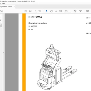 Jungheinrich Forklift ERE 225a Operating instructions Manual 51307568 -  PDF DOWNLOAD