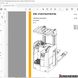 Jungheinrich Forklift ESC 214 ESC 214z ESC 216 ESC 216z Operating Instructions Manual 51133144 - PDF DOWNLOAD