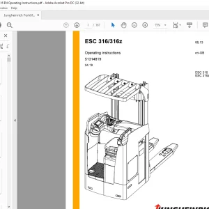 Jungheinrich Forklift ESC 316 ESC 316z Operating instructions Manual 51314819 - PDF DOWNLOAD