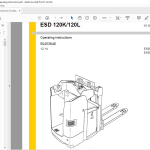Jungheinrich Forklift ESD 120K 120L Operating instructions Manual 50453646  -  PDF DOWNLOAD