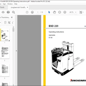 Jungheinrich Forklift ESD 220 Operating Instructions Manual 50453656  -  PDF DOWNLOAD
