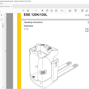 Jungheinrich Forklift ESE 120K 120L Operating instructions Manual 50453626 - PDF DOWNLOAD
