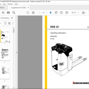 Jungheinrich Forklift ESE 20 Operating instructions Manual 50042902  - PDF DOWNLOAD