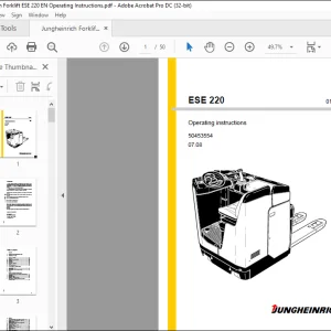 Jungheinrich Forklift ESE 220 Operating Instructions Manual 50453554 -  PDF DOWNLOAD