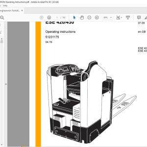 Jungheinrich Forklift ESE 420 ESE 430 Operating Instructions Manual 51231175 -  PDF DOWNLOAD