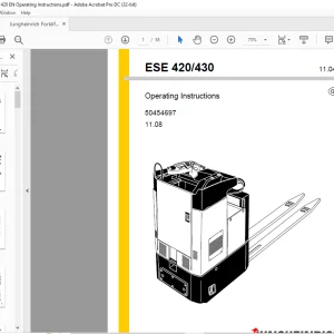 Jungheinrich Forklift ESE 420/430 Operating Instructions Manual 50454697  -  PDF DOWNLOAD