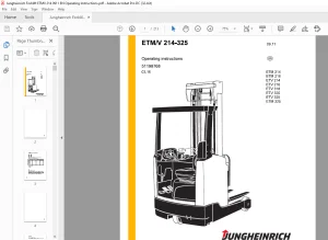 Jungheinrich Forklift ETM N 214-325 Operating Instructions Manual 51198768 -  PDF DOWNLOAD