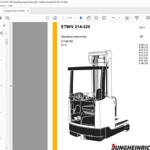 Jungheinrich Forklift ETM N 214-325 Operating Instructions Manual 51198768 -  PDF DOWNLOAD